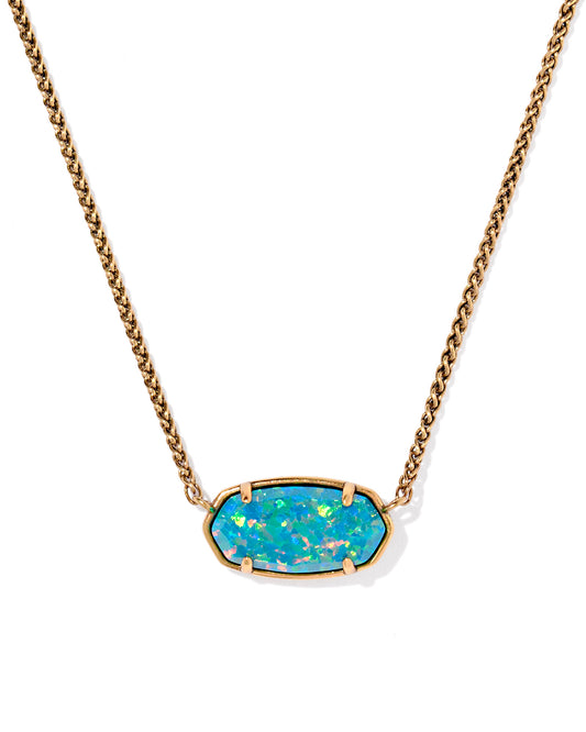DOLLY PARTON ELISA SHORT PENDANT NECKLACE VINTAGE GOLD MARINE OPAL