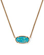 DOLLY PARTON ELISA SHORT PENDANT NECKLACE VINTAGE GOLD MARINE OPAL