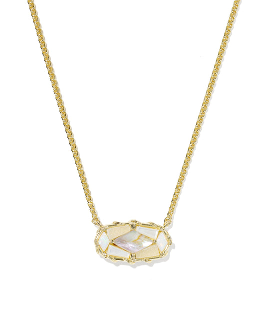 DOLLY PARTON PATCHWORK ELISA SHORT PENDANT NECKLACE GOLD WHITE MIX