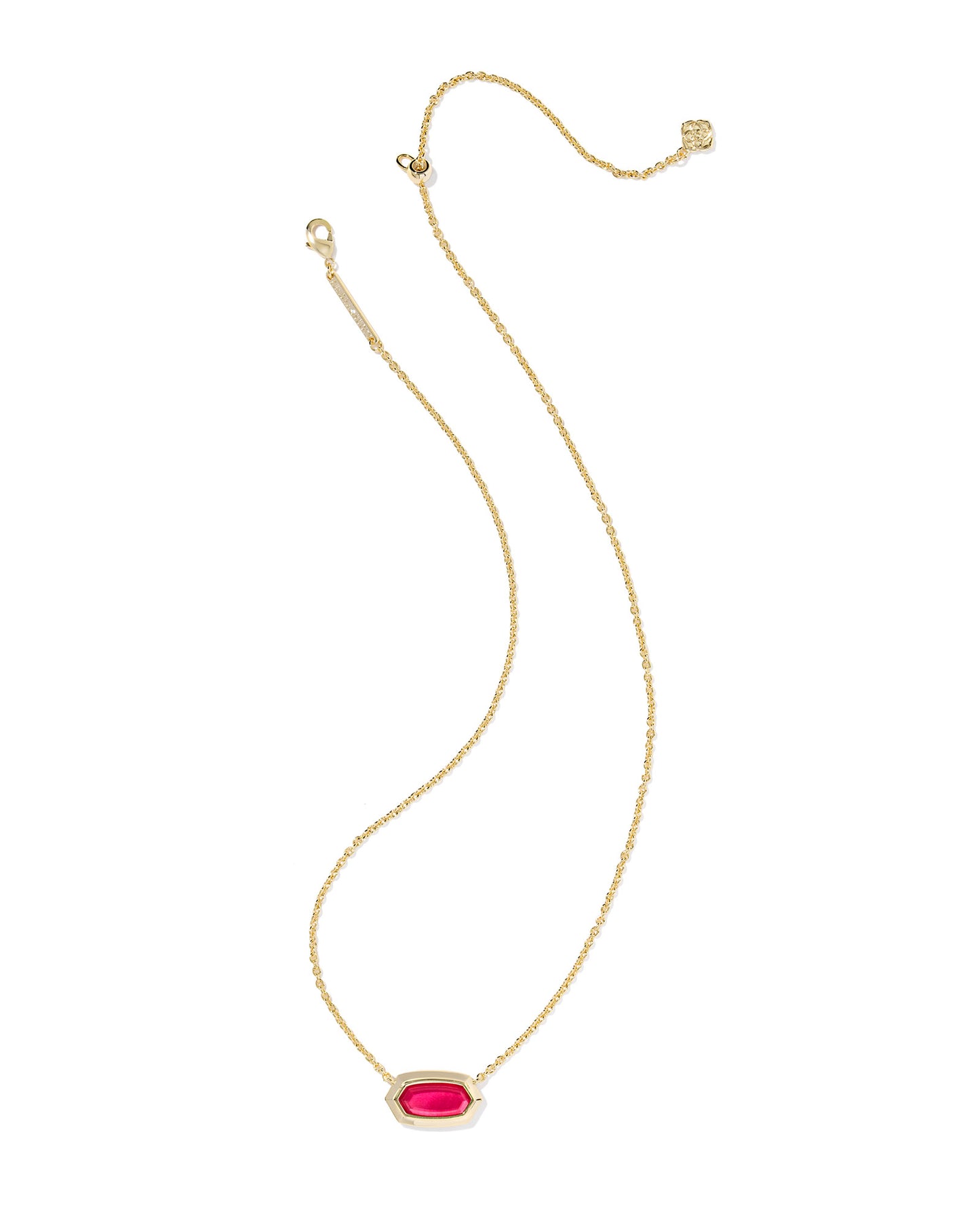 ELISA BEZEL SHORT PENDANT NECKLACE GOLD CARMINE RED ILLUSION
