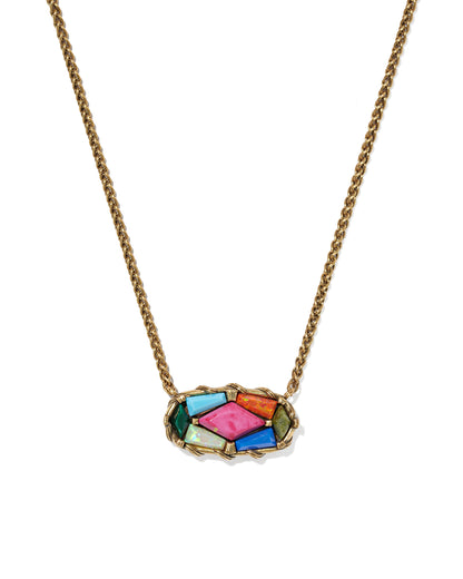 DOLLY PARTON PATCHWORK ELISA SHORT PENDANT NECKLACE VINTAGE GOLD BRIGHT MULTI MIX