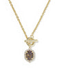 DAPHNE CRYSTAL FRAME TOGGLE NECKLACE GOLD BRONZE VEINED PURPLE AMETHYST