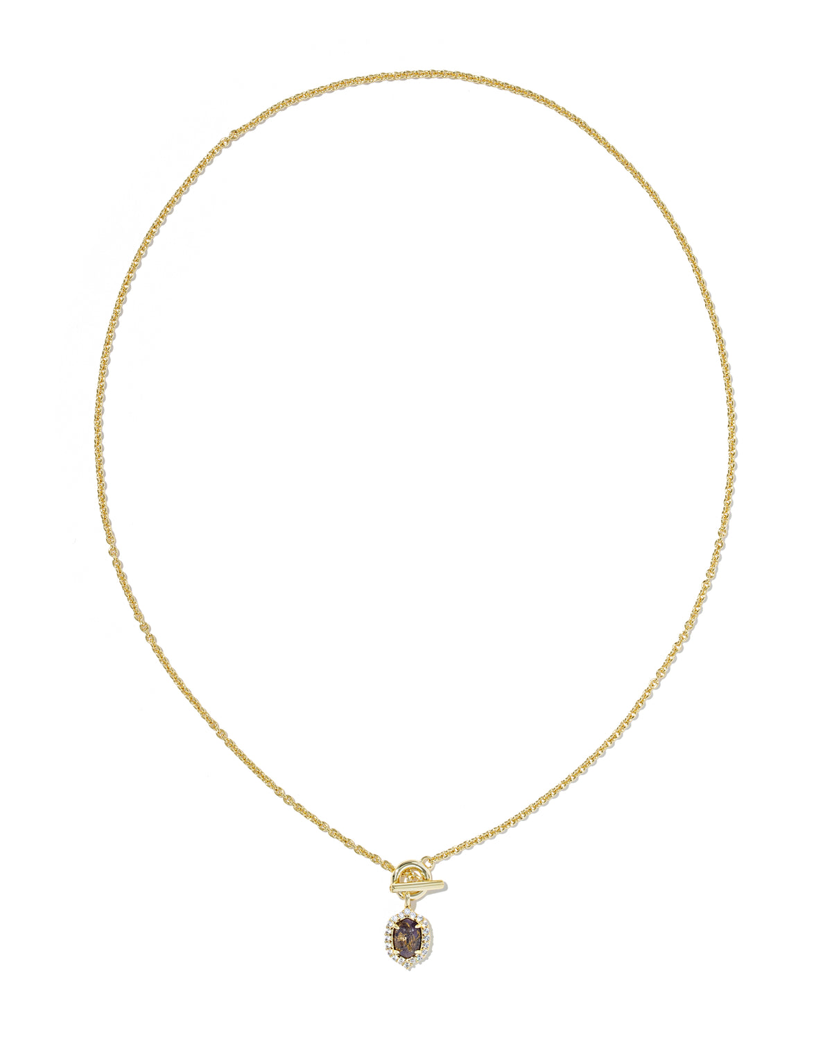 DAPHNE CRYSTAL FRAME TOGGLE NECKLACE GOLD BRONZE VEINED PURPLE AMETHYST