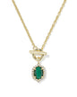 DAPHNE CRYSTAL FRAME TOGGLE NECKLACE GOLD GREEN MALACHITE