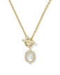 DAPHNE CRYSTAL FRAME TOGGLE NECKLACE GOLD IVORY MOTHER OF PEARL