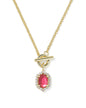 DAPHNE CRYSTAL FRAME TOGGLE NECKLACE GOLD DARK PINK ILLUSION