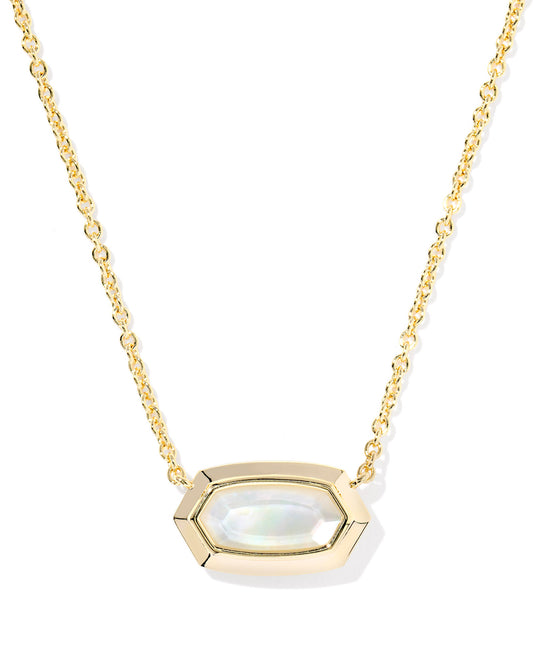 ELISA BEZEL SHORT PENDANT NECKLACE GOLD IVORY MOTHER OF PEARL