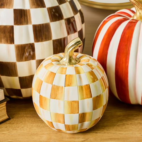 Mackenzie-Childs Amber Check Small Pumpkin