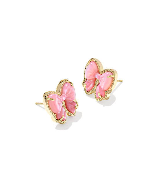 HALEY BOW STUD EARRINGS GOLD BLUSH IVORY MOTHER OF PEARL
