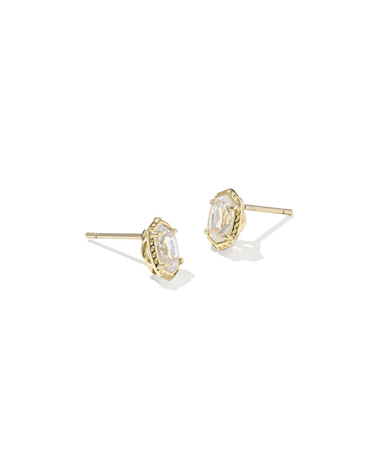 MINI ELLIE LUXE STUD EARRINGS GOLD WHITE CZ