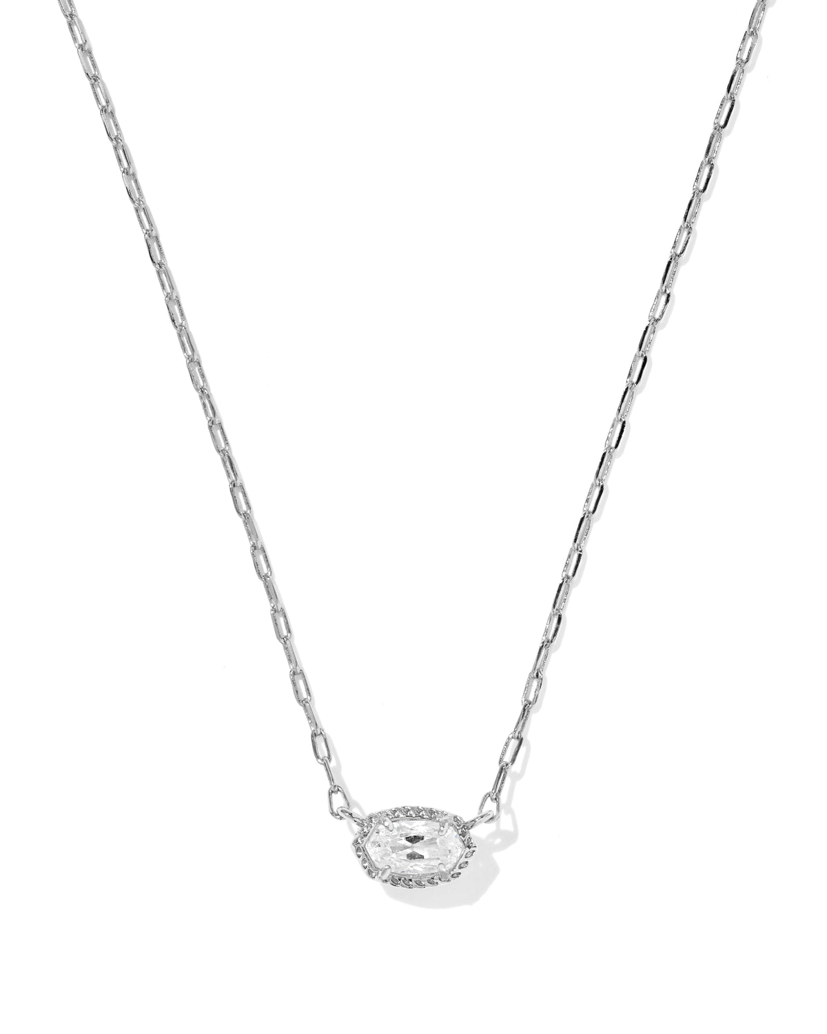 MINI ELISA LUXE SHORT PENDANT NECKLACE SILVER WHITE CZ