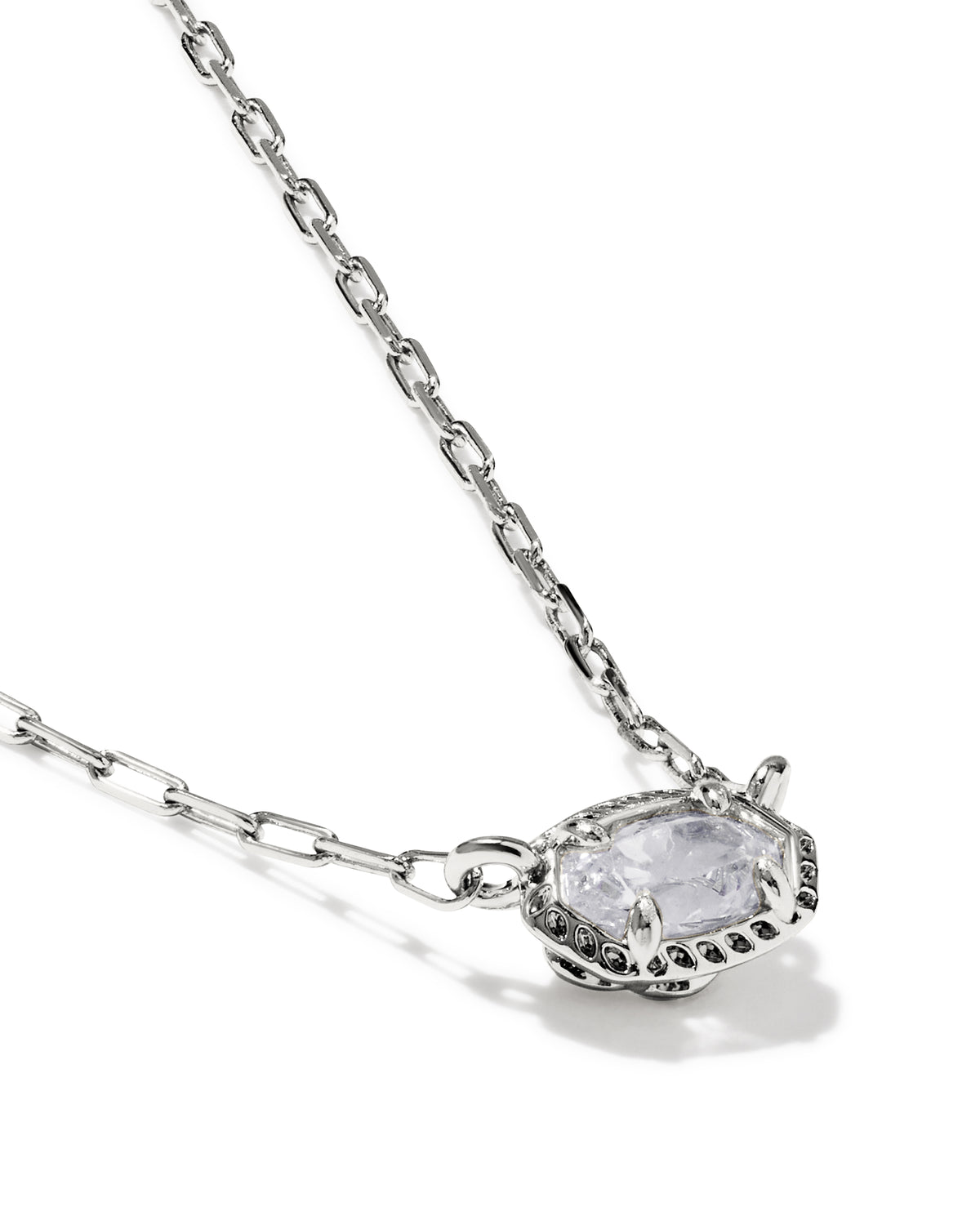 MINI ELISA LUXE SHORT PENDANT NECKLACE SILVER WHITE CZ