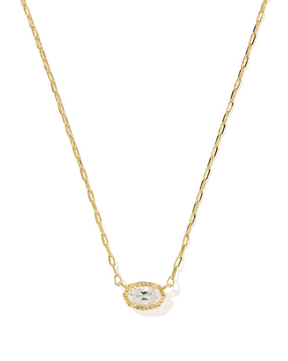 MINI ELISA LUXE SHORT PENDANT NECKLACE GOLD WHITE CZ