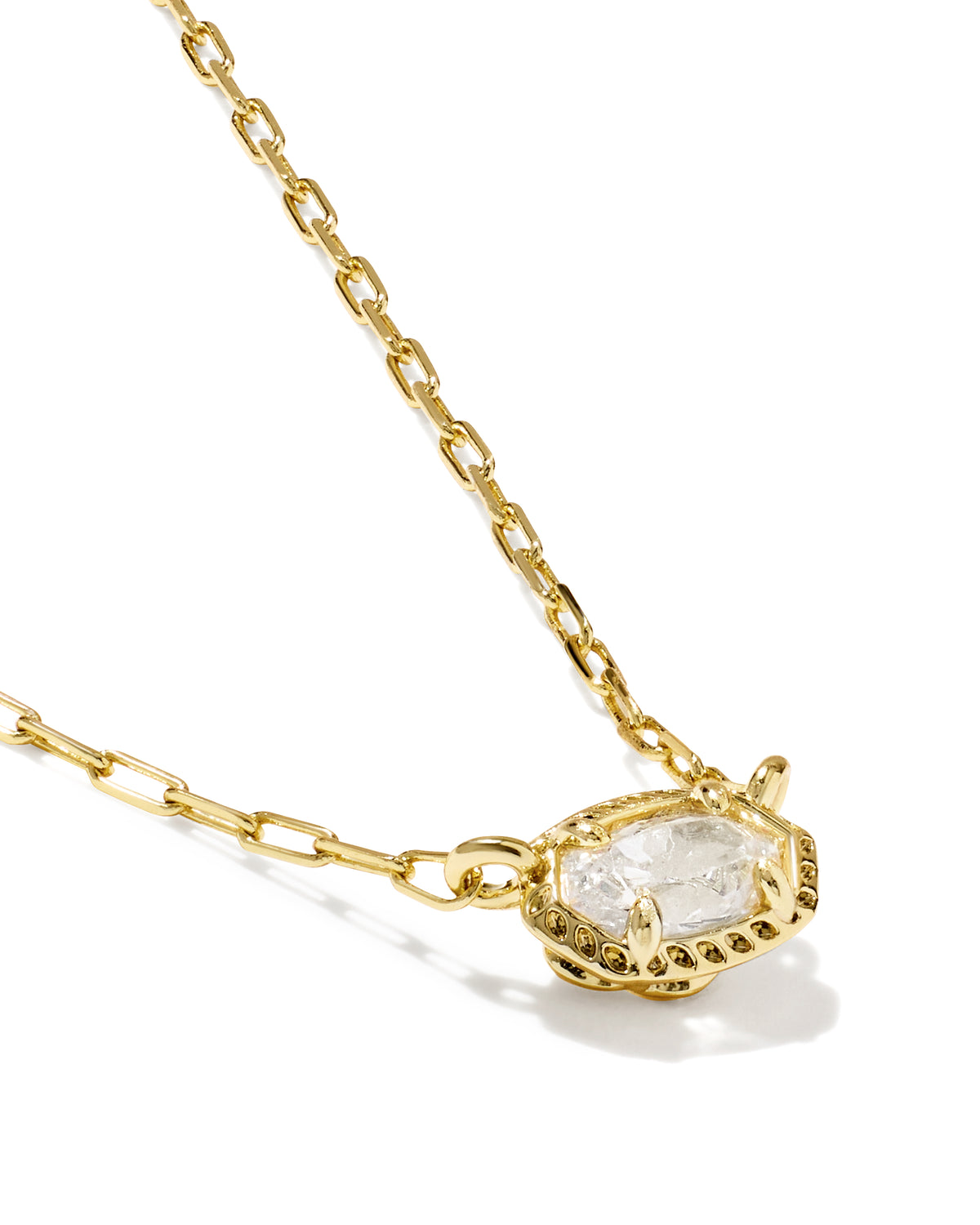 MINI ELISA LUXE SHORT PENDANT NECKLACE GOLD WHITE CZ