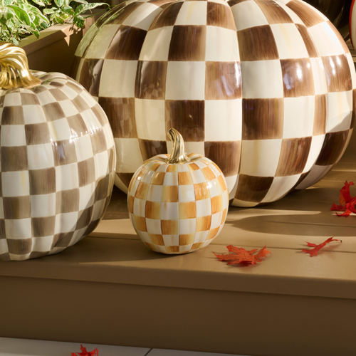 Mackenzie-Childs Amber Check Small Pumpkin
