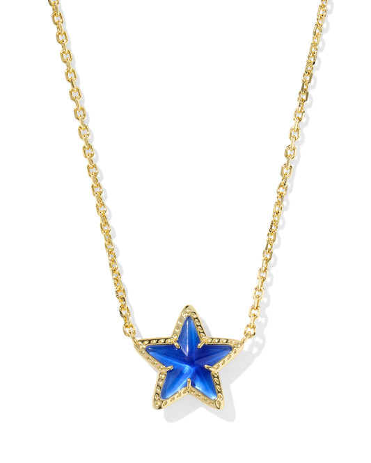 CASSIDY SHORT PENDANT NECKLACE GOLD COBALT ILLUSION