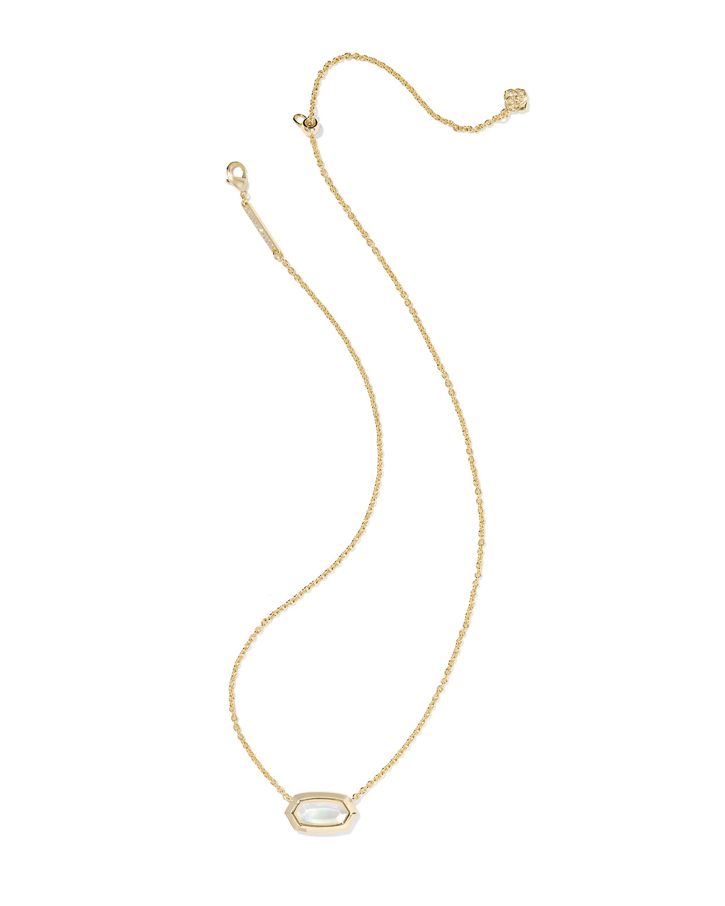 ELISA BEZEL SHORT PENDANT NECKLACE GOLD IVORY MOTHER OF PEARL