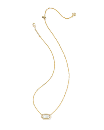 ELISA BEZEL SHORT PENDANT NECKLACE GOLD IVORY MOTHER OF PEARL