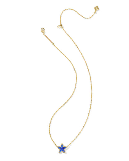 CASSIDY SHORT PENDANT NECKLACE GOLD COBALT ILLUSION