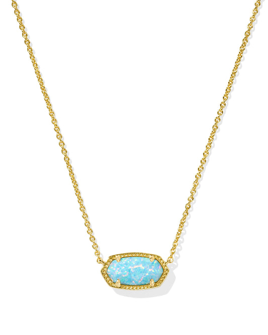 ELISA SHORT PENDANT NECKLACE GOLD LIGHT TEAL KYOCERA OPAL