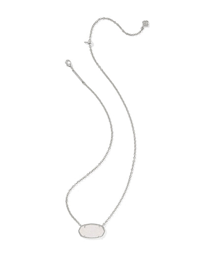 ELISA STATEMENT SHORT PENDANT NECKLACE SILVER IRIDESCENT DRUSY