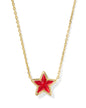 CASSIDY SHORT PENDANT NECKLACE GOLD RED ILLUSION