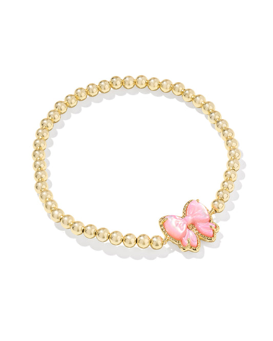 HALEY BOW STRETCH BRACELET GOLD BLUSH IVORY MOTHER OF PEARL