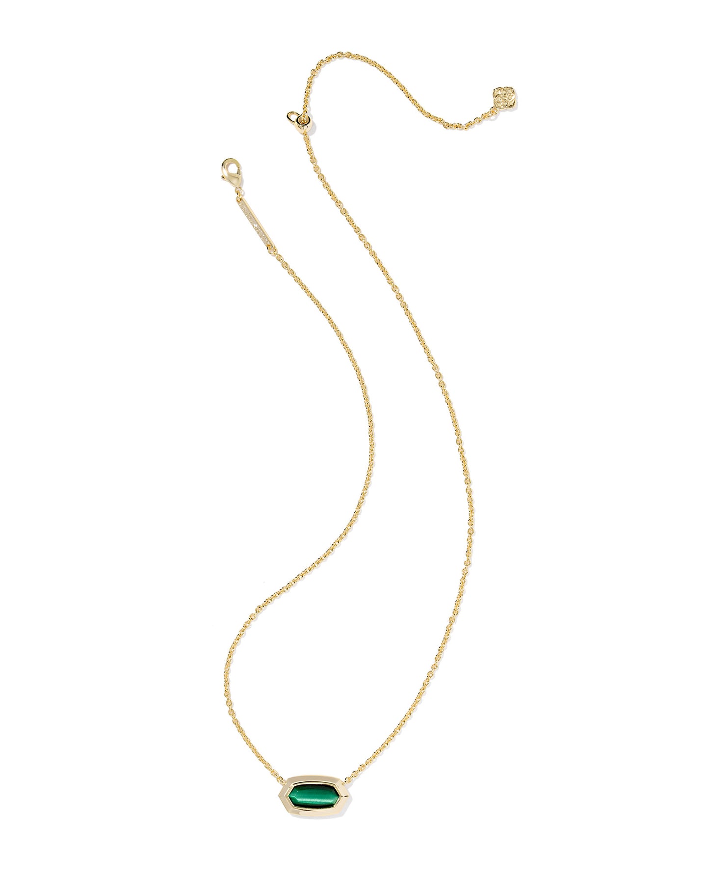 ELISA BEZEL SHORT PENDANT NECKLACE GOLD GREEN TIGERS EYE