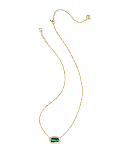 ELISA BEZEL SHORT PENDANT NECKLACE GOLD GREEN TIGERS EYE