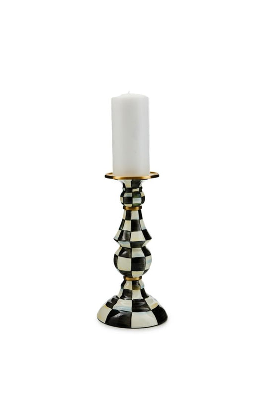 Mackenzie-Childs courtly check large pillar candlestick