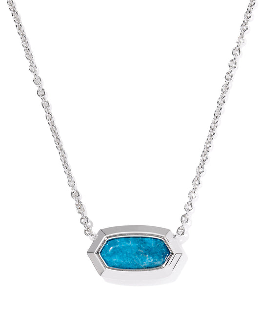 ELISA BEZEL SHORT PENDANT NECKLACE SILVER VARIEGATED INDIGO MAGNESITE