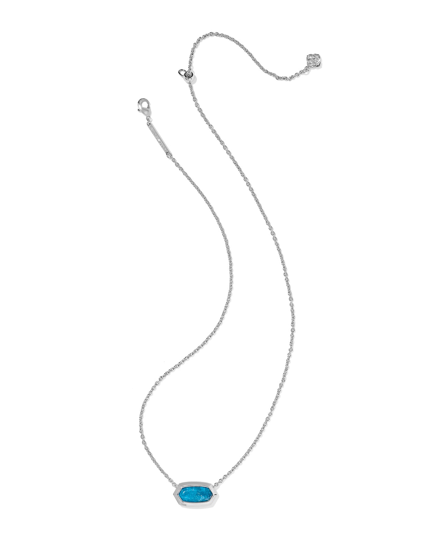 ELISA BEZEL SHORT PENDANT NECKLACE SILVER VARIEGATED INDIGO MAGNESITE