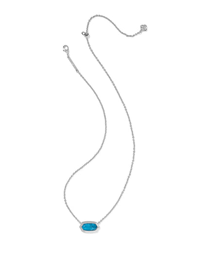 ELISA BEZEL SHORT PENDANT NECKLACE SILVER VARIEGATED INDIGO MAGNESITE