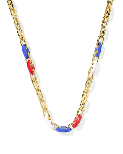 BAILEY CHAIN NECKLACE GOLD RED WHITE BLUE MIX