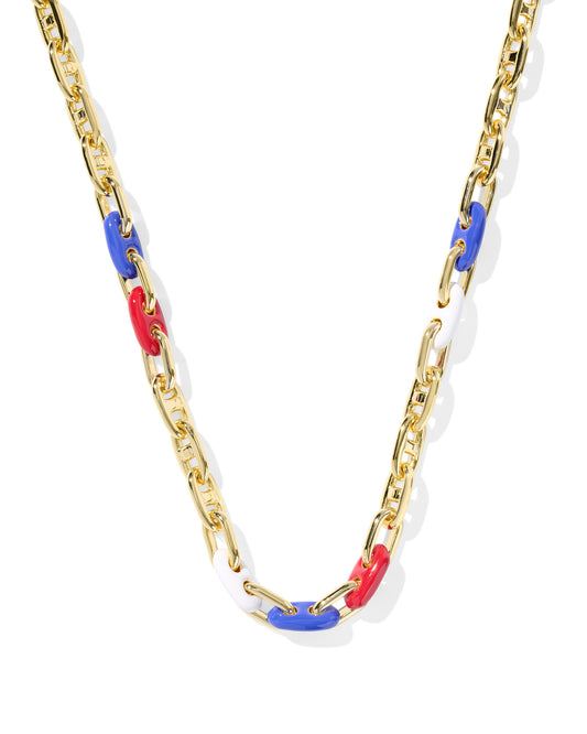 BAILEY CHAIN NECKLACE GOLD RED WHITE BLUE MIX