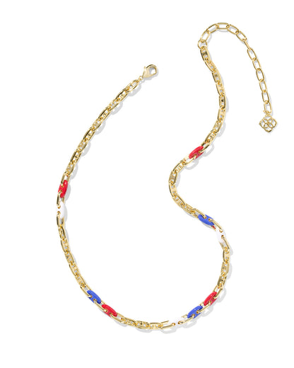 BAILEY CHAIN NECKLACE GOLD RED WHITE BLUE MIX