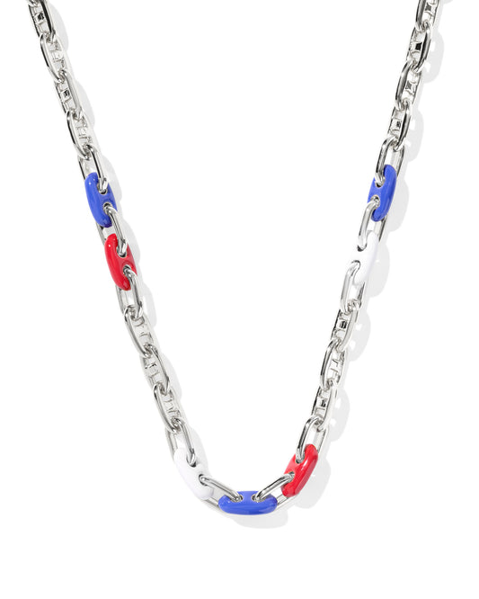 BAILEY CHAIN NECKLACE SILVER RED WHITE BLUE MIX
