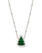 HOLIDAY TREE SHORT PENDANT NECKLACE SILVER GREEN QUARTZITE