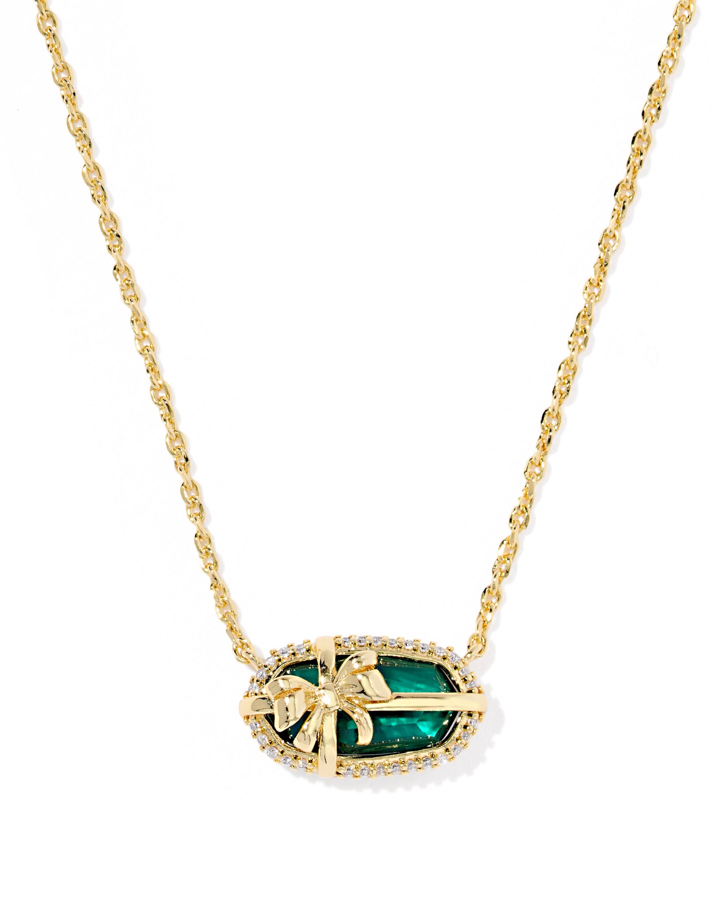 ELISA BOW SHORT PENDANT NECKLACE GOLD PINE ILLUSION