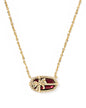 ELISA BOW SHORT PENDANT NECKLACE GOLD DARK BURGUNDY ILLUSION