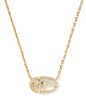 ELISA BOW SHORT PENDANT NECKLACE GOLD IRIDESCENT CRYSTAL IVORY ILLUSION