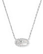 ELISA BOW SHORT PENDANT NECKLACE SILVER IRIDESCENT CRYSTAL IVORY ILLUSION