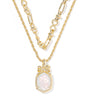 DAPHNE BOW MULTI STRAND NECKLACE GOLD IRIDESCENT CRYSTAL IVORY ILLUSION