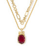 DAPHNE BOW MULTI STRAND NECKLACE GOLD DARK BURGUNDY ILLUSION