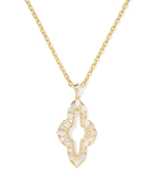 ABBIE CRYSTAL LONG PENDANT NECKLACE GOLD NEUTRAL MIX