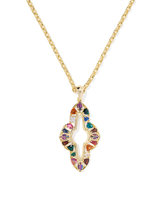 ABBIE CRYSTAL LONG PENDANT NECKLACE GOLD MULTI MIX
