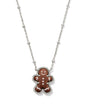 GINGERBREAD SHORT PENDANT NECKLACE SILVER BROWN GOLDSTONE