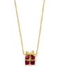 PRESENT SHORT PENDANT NECKLACE GOLD RED CRYSTAL