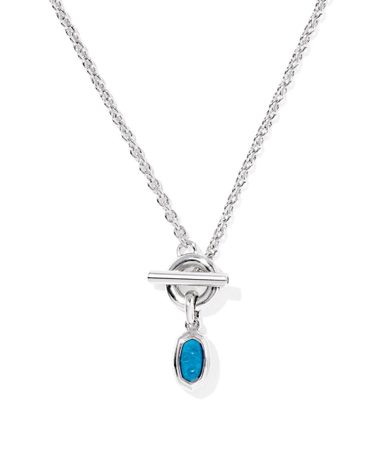 MINI ELISA TOGGLE SHORT PENDANT NECKLACE SILVER VARIEGATED INDIGO MAGNESITE