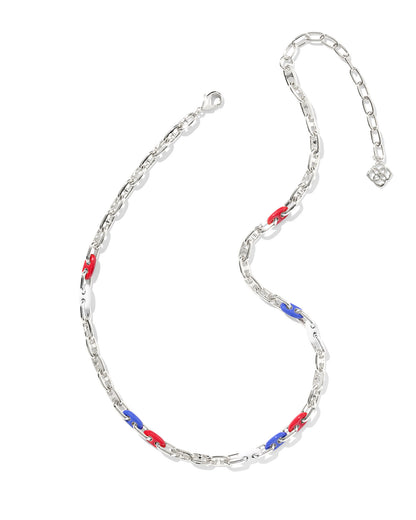 BAILEY CHAIN NECKLACE SILVER RED WHITE BLUE MIX